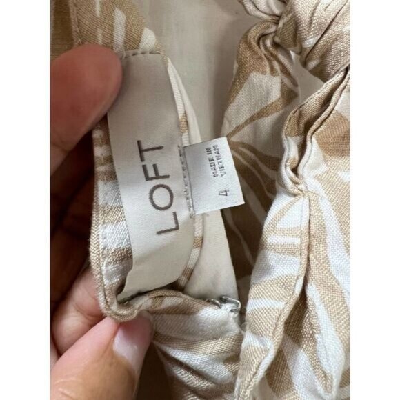 LOFT Fit and Flare Linen Dress Palm Print Size 4 - Picture 9 of 11